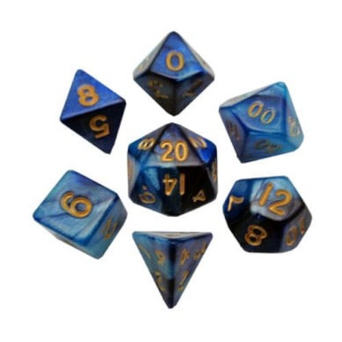 fanroll mini dice blue with gold
